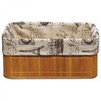 Бамбуковая корзинка с покрытием из натурального льна