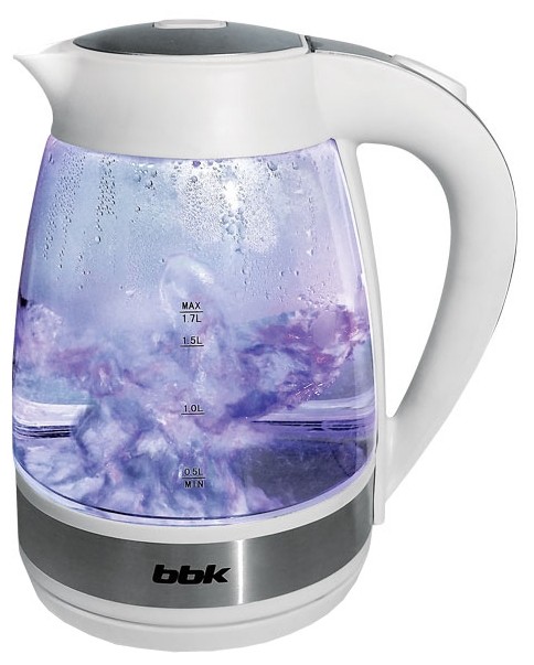 Чайник BBK EK-1721G белый, жаропрочное стекло, об.1,7л., 2200Вт., контроллер : Strix,