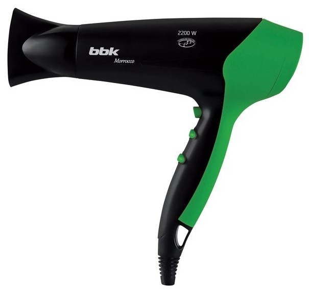Фен BBK BHD-3221i черный/зеленый_Morrocco,2200Вт.,2реж.,3 темп.режима.