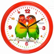 Часы настенные TROYKA 21230227 (Два попугая, круг, пластик), 10 шт. в коробке. Отгрузка коробками.