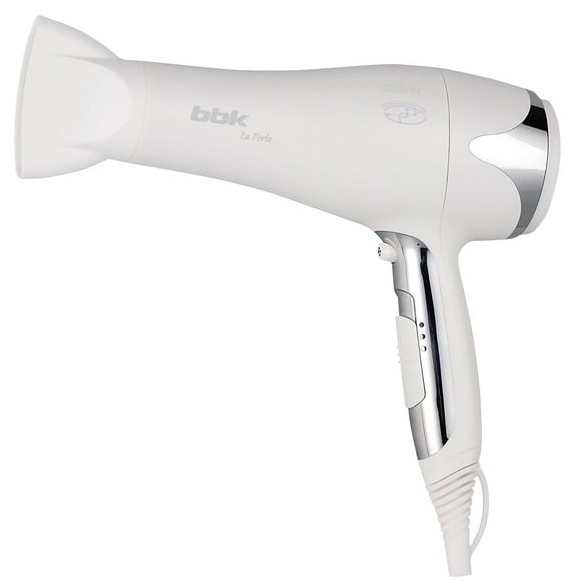 Фен BBK BHD-3223i белый металлик_La Perla,2200Вт., 3 темп.режима,концентратор-диффузор