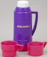 Термос РОСИНКА РОС-200 фиолет, со стеклянной колбой 1,0 л, 2 чашки, материал – пластик, стекло