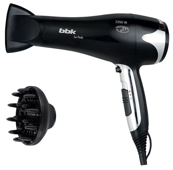 Фен BBK BHD-3223i черный/металлик_La Perla,2200Вт., 3 темп.режима,концентратор-диффузор