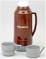 Термос РОСИНКА РОС-201 кофе, со стеклянной колбой 1,9 л, 2 чашки, материал – пластик, стекло