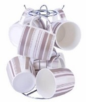 1030981.jpg Набор керамических кружек MAGNUM MG-201-6,на металл. подставке,  7предм. , об.375мл.,