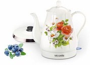 Чайник керамический Viconte VC-3242, об.1,5л, 2000Вт., белый , рис.Роза