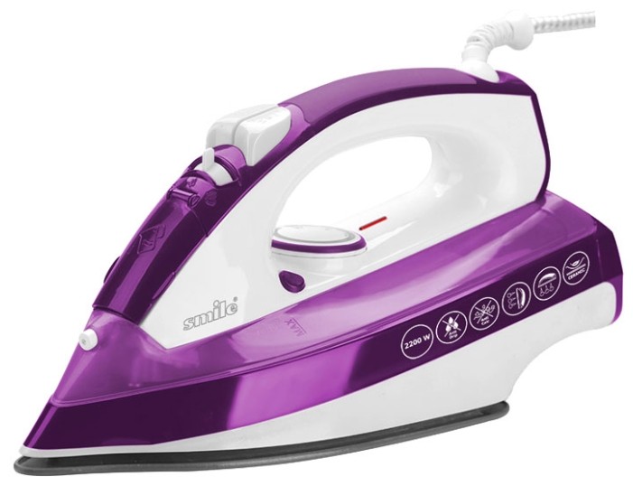 Утюг SMILE SI-975 бело-сиреневый, с керамическим покрытием