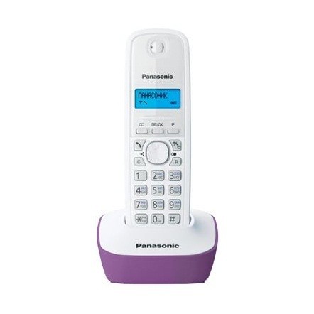 Телефон DECT Panasonic  KX-TG1611 RU-F белый_фиолетовая подставка